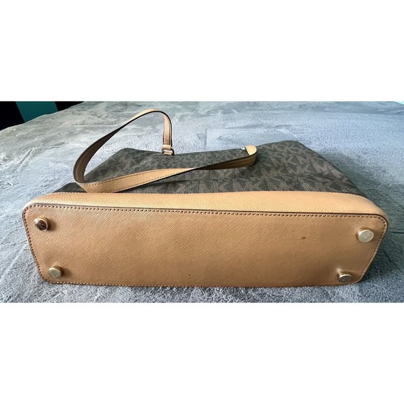 Michael Kors Brown MK Tote Bag with Gold Lightly Worn - Picture 3 of 9